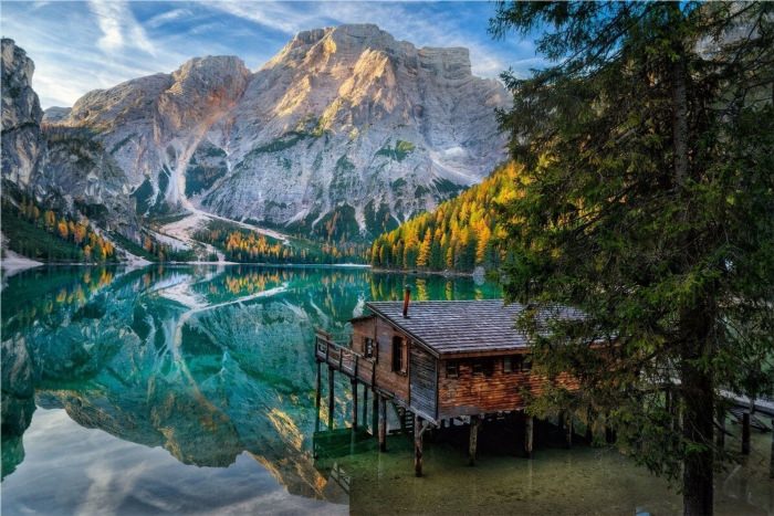 Италия Альпы озеро Брайес