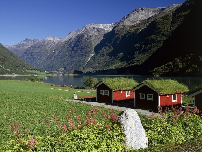 Норвегия домики в горах