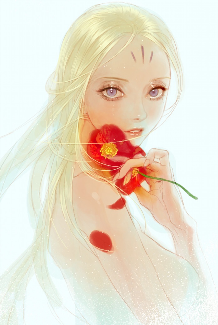 Блондинка с цветами