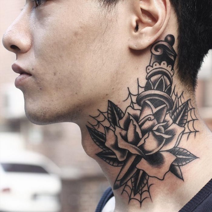 Татуировки для мужчин на шее