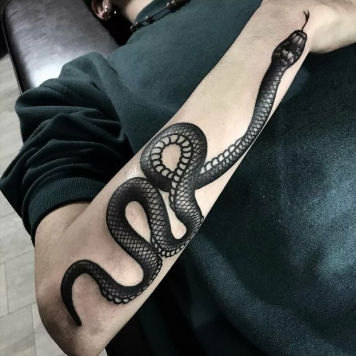 Тату змея обвивающая руку