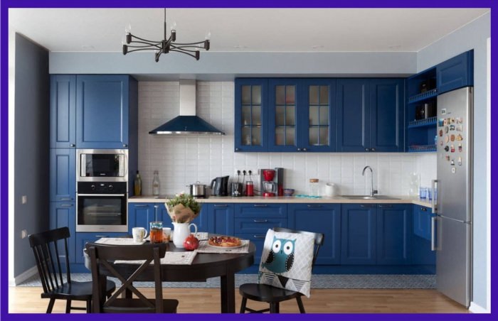 Кухня в синем цвете дизайн