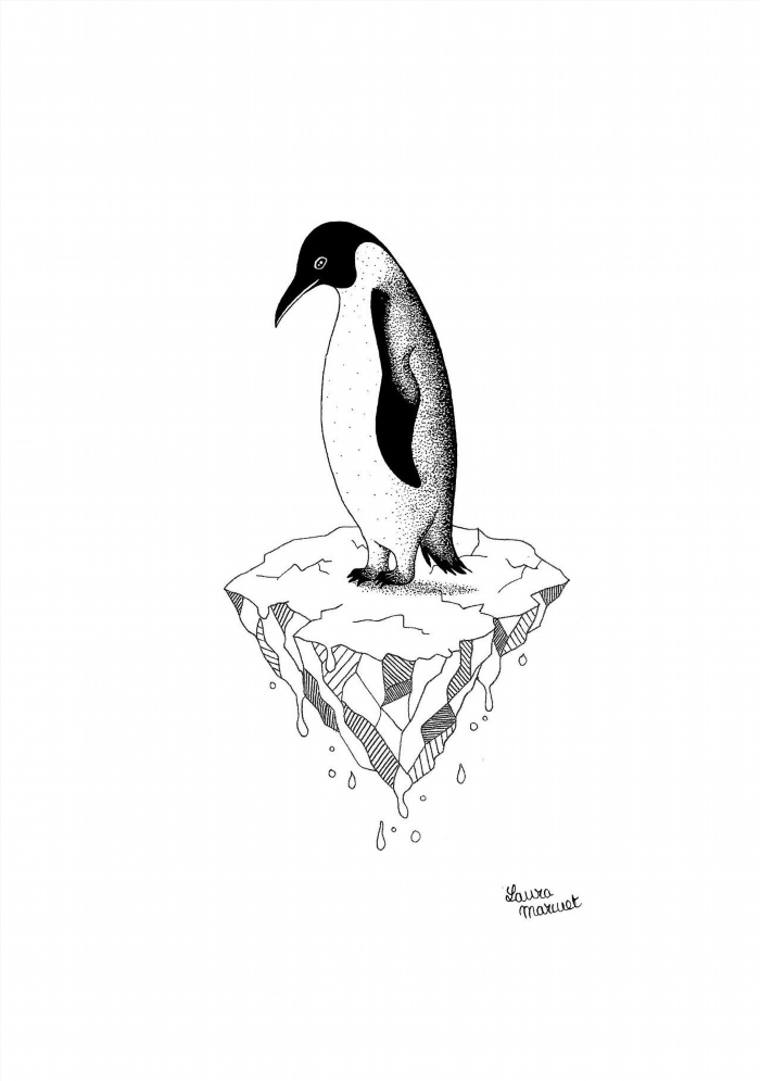 Эскиз тату пингвин