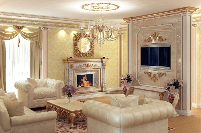 Красивые гостиные в классическом стиле