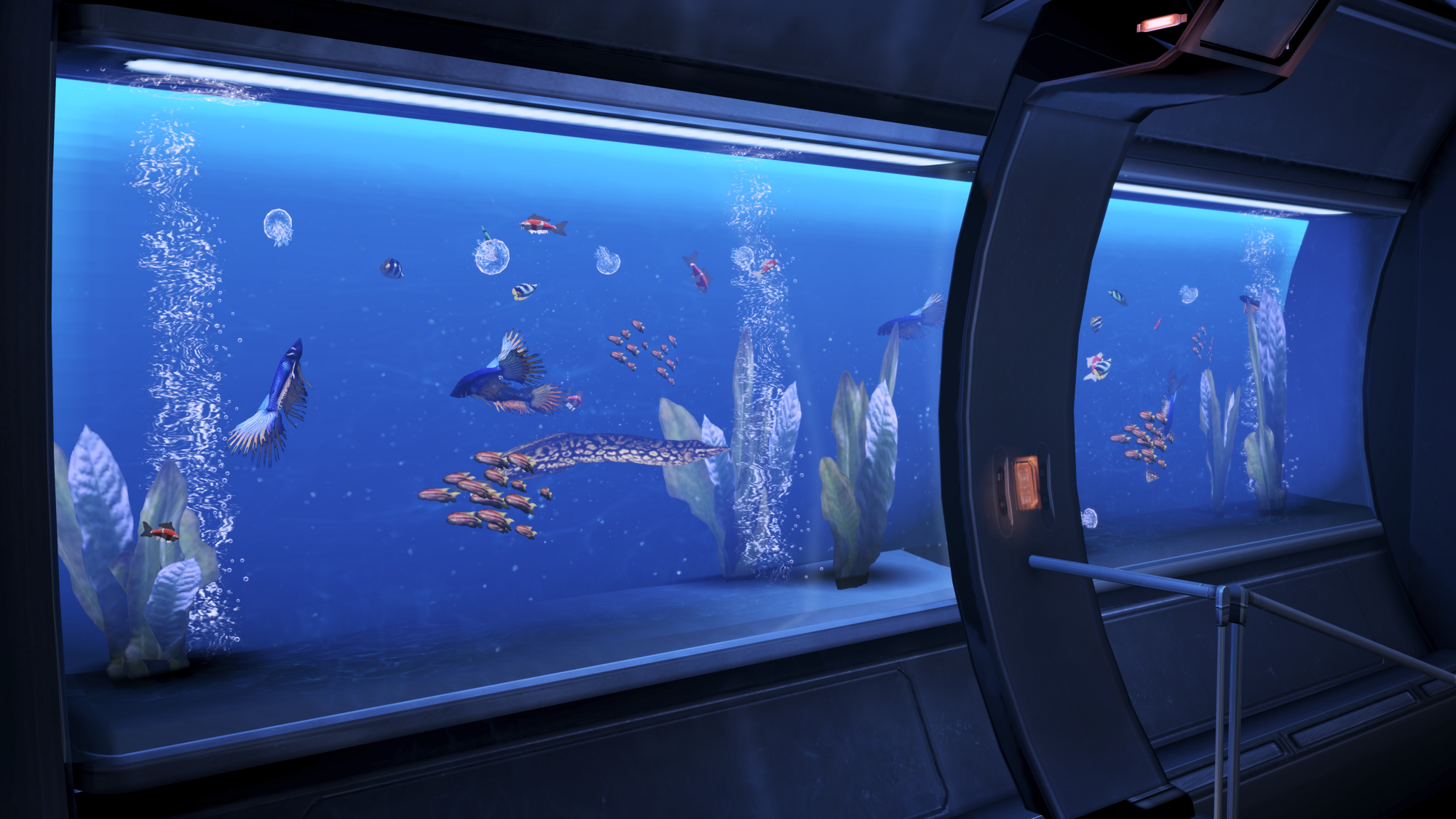 Аквариум Mass Effect. Масс эффект аквариум. Большой аквариум. Океанариум комната. Большом аквариуме рыбок 10