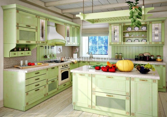 Кухня прованс зеленая
