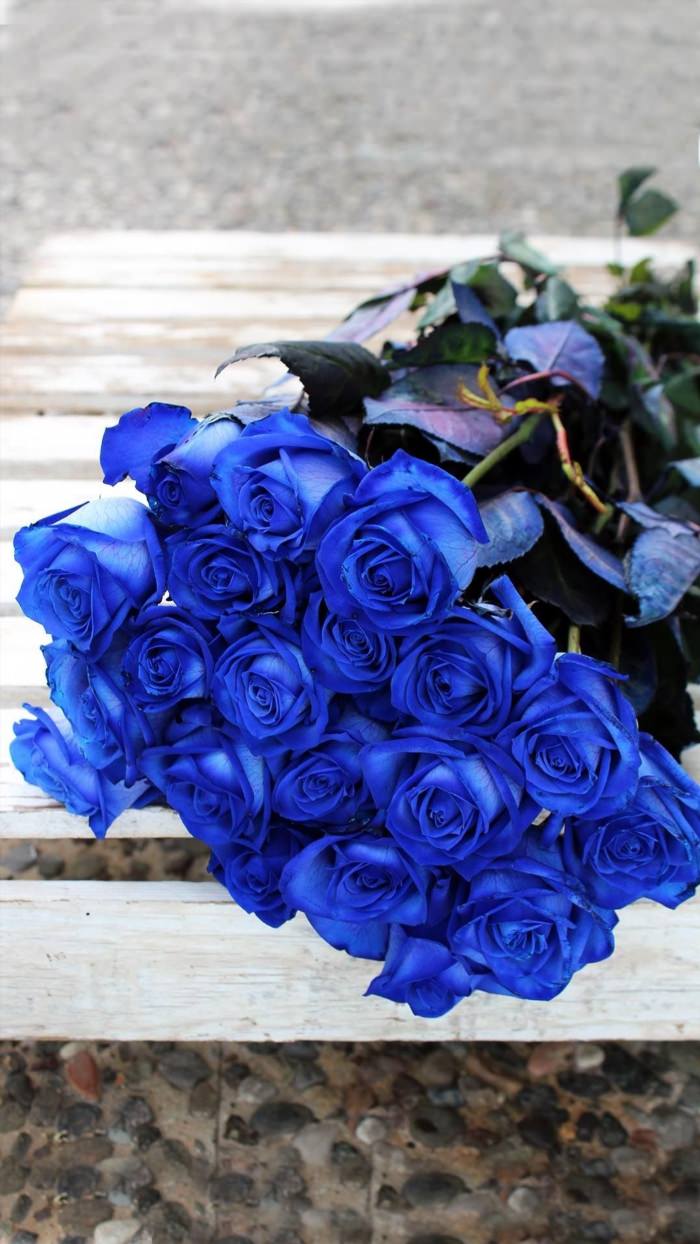 Красивый букет синих роз