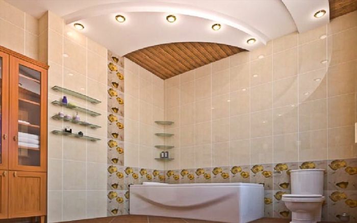 Потолок из гипсокартона в ванной комнате