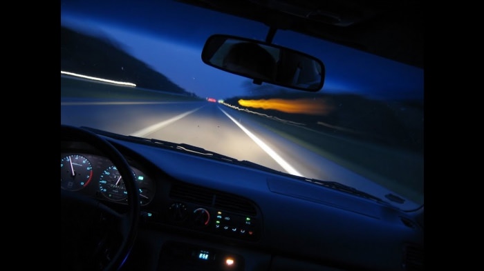 Ночная дорога вид из машины