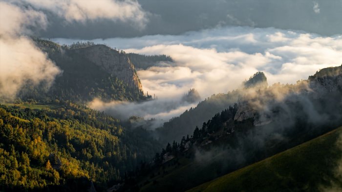 Красивые горы в тумане