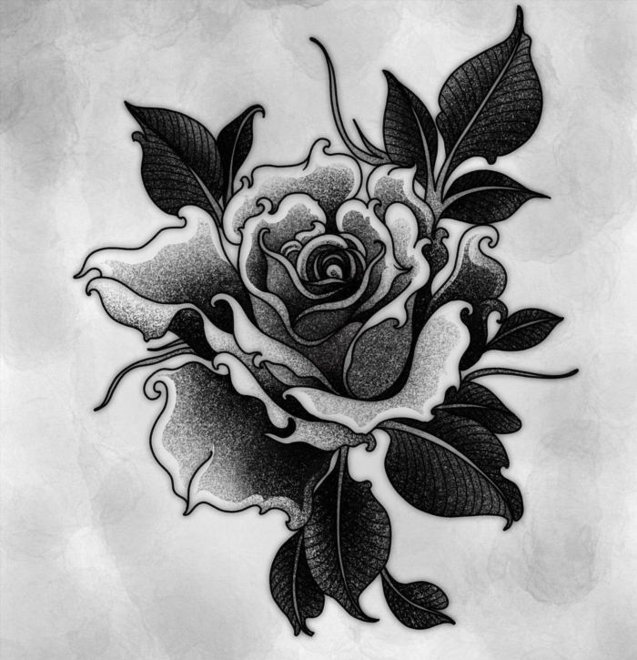 Черно белые тату эскизы роз