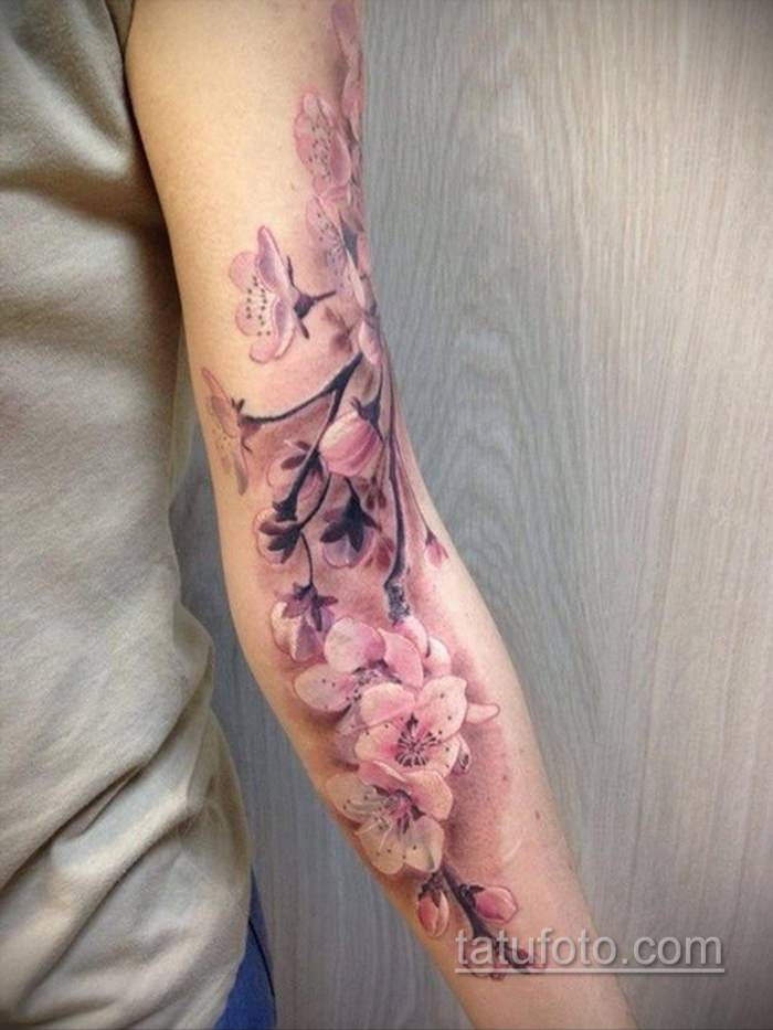 Татуировка сакура на руке